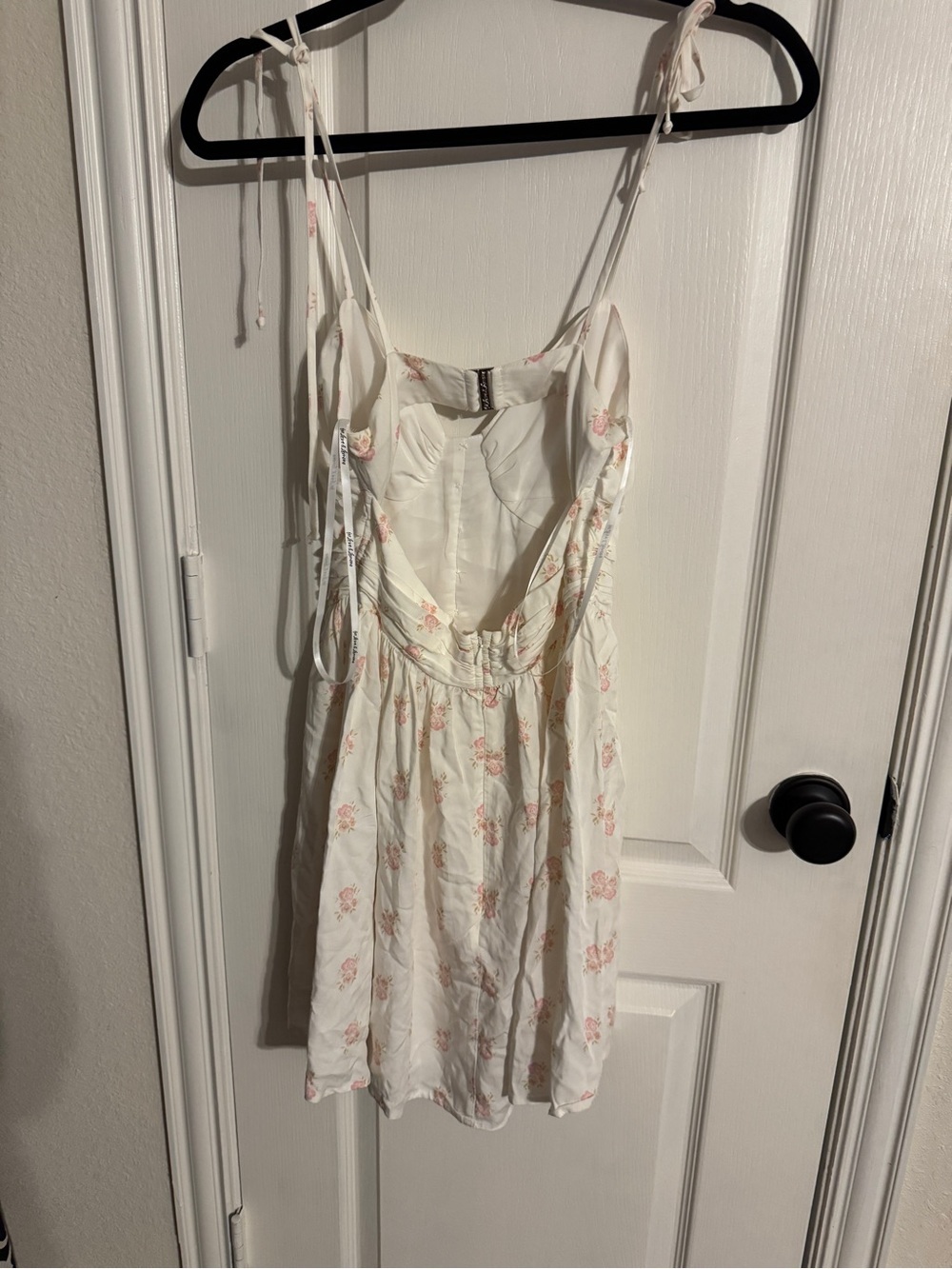 For Love & Lemons White Pink Floral Tie-Shoulder Mini Dress - Picture 6 of 7
